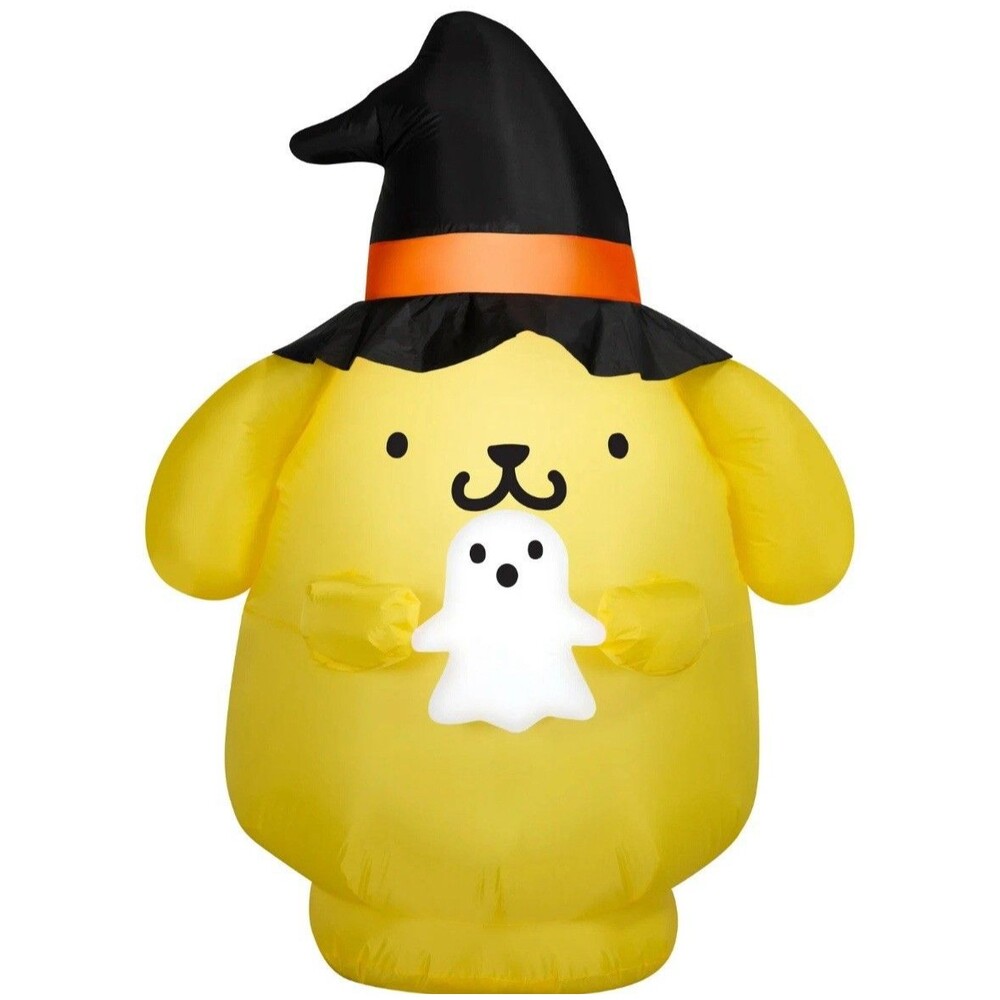 Hello Kitty Pompompurin Witch Hat & Ghost Light Up Halloween Yard Inflatable 5' - Picture 5 of 8